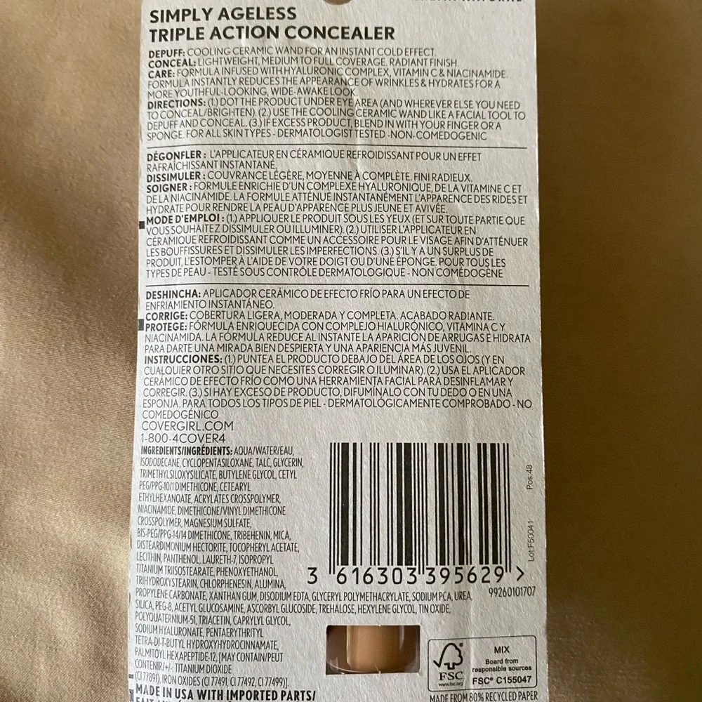 NWT Covergirl simply ageless triple action concealer